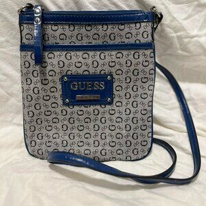 GUESS Anagram Messenger Crossbody Bag - Light Brown & Navy